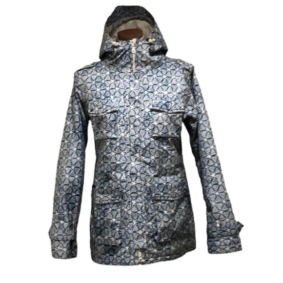 Holden Ski Snow Coat Size Large Cream Blue Print - Picture 1 of 11